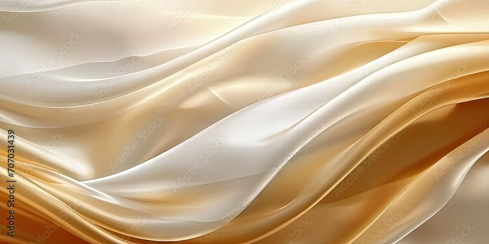 Fototapeta premium Elegance in motion. Luxurious satin and silk textile background with smooth waves and ripple folds creating a delicate and shiny drapery design in natural tones