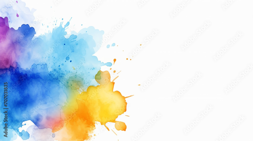 Abstract watercolor art hand paint on white background. Multicolored pastel Watercolor background.