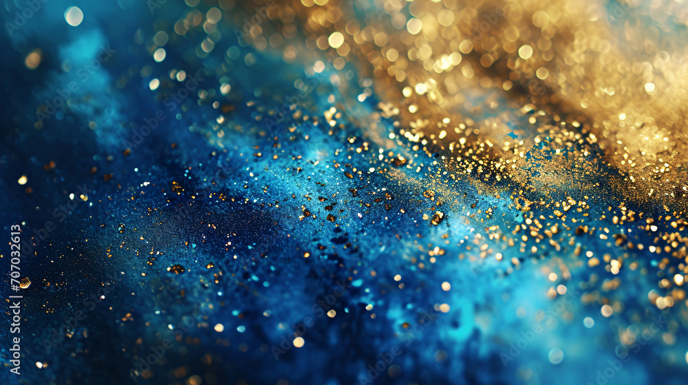 Abstract blue gold background, abstract blue texture with gold splash, blue luxury background concept illustration - obrazy, fototapety, plakaty 