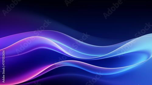 Abstract blue and purple liquid wavy shapes futuristic banner. Glowing retro waves vector background. Generative AI