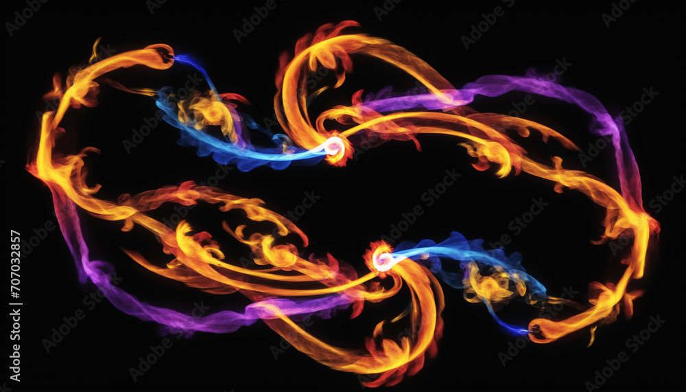 Abstract art of long exposure flame dancing on the black background Abstract art of long exposure flame dancing on the black background