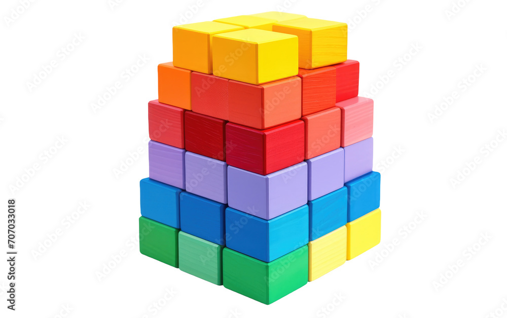 Obraz premium Primary Colors Blocks, Constructing Towers of Educational Discovery on a White or Clear Surface PNG Transparent Background