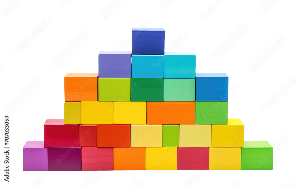 Stackable Blocks in Primary Colors, Building Vibrant Structures with Playful Hues on a White or Clear Surface PNG Transparent Background