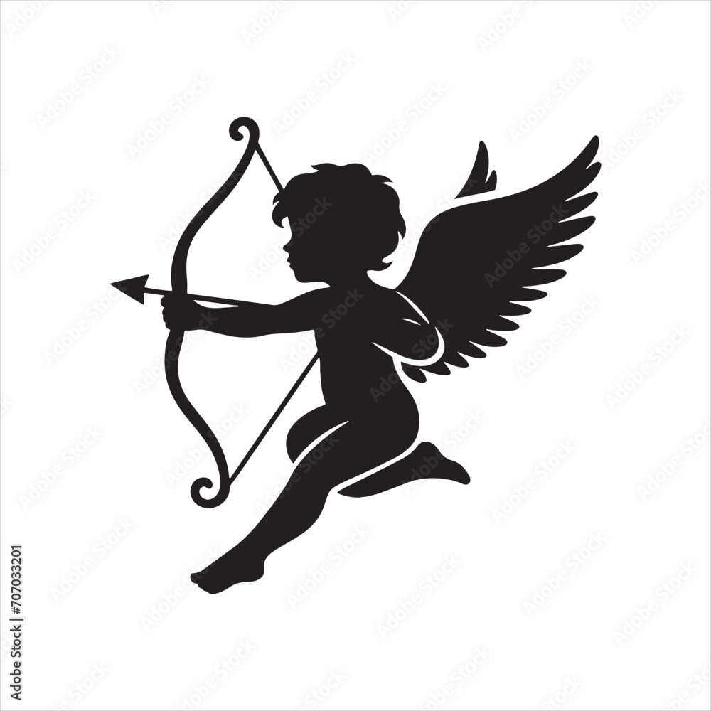 Fototapeta premium Whispering Love's Cupid Serenade: Enchanting Stock Image for Valentine's Day - Love Vector - Cupid Vector