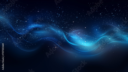 Dark blue and glow particle abstract background, illustration. Generative AI
