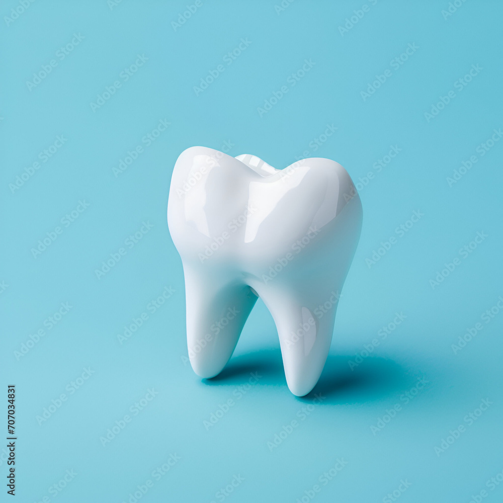 Dental model. Tooth Mockup. Tooth model on blue background Dental model. Tooth Mockup. Tooth model on blue background