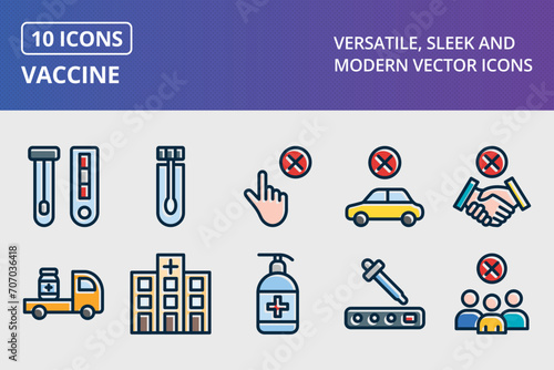 Vaccine Thick Line Filled Dark Colors Icons Set