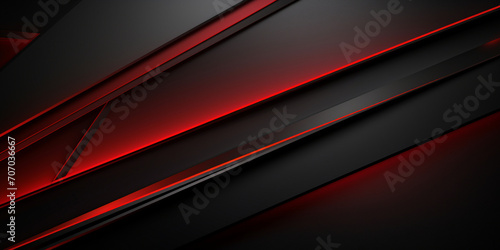 Black abstract diagonal overlap layers background with red light decoration 3D Abstract Red and Black Background.
