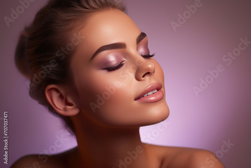 Serene Beauty: Woman Delighting in Evening Cosmetic Bliss