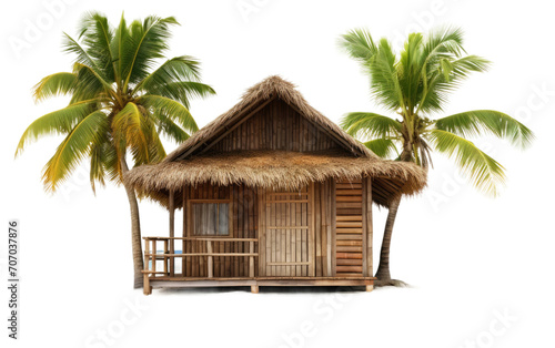 Hut in the Tropics with Trees, Where Rustling Bamboo Leaves Compose a Natural Symphony on a White or Clear Surface PNG Transparent Background