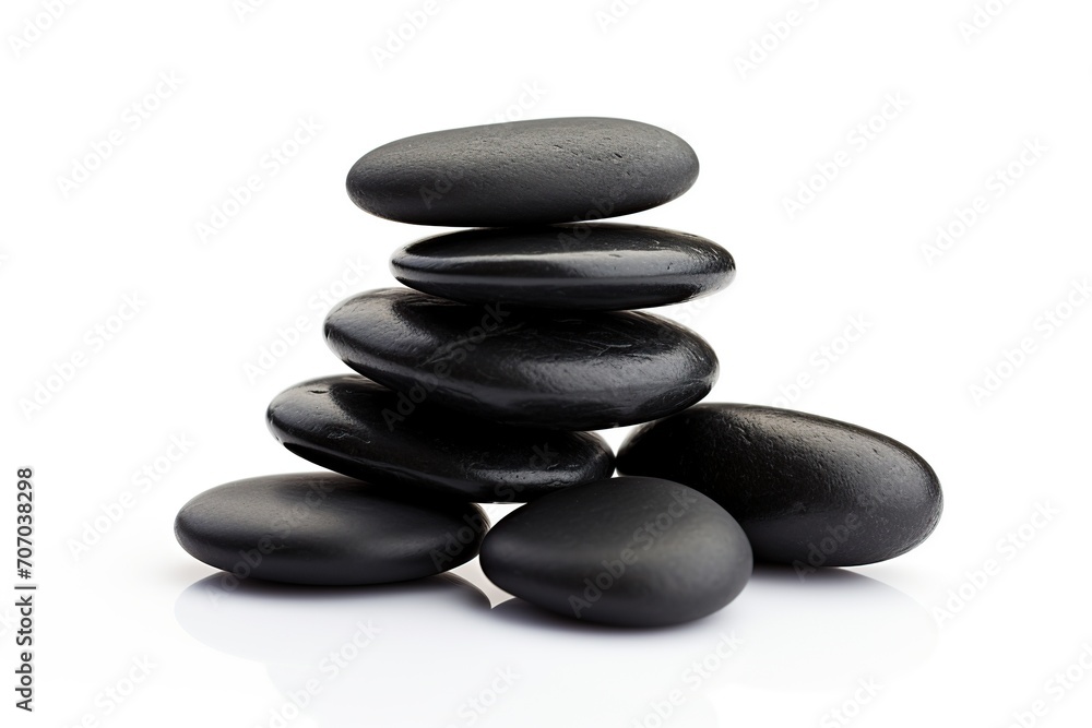 Black spa stones isolated on white background Black spa stones isolated on white background