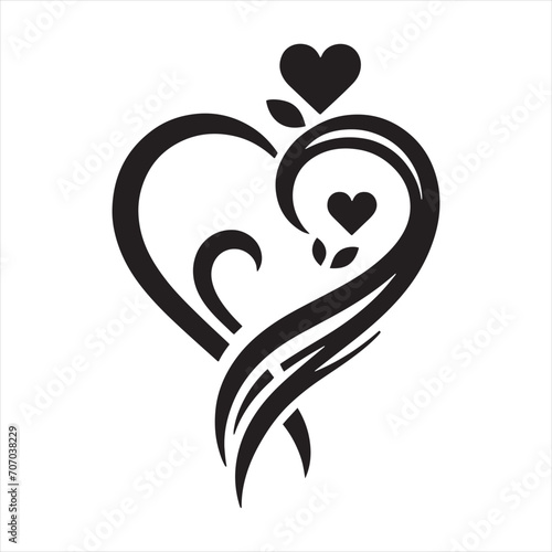Moonlit Connection Symbol: Exquisite Stock Image - Valentine Silhouette - Heart Vector 