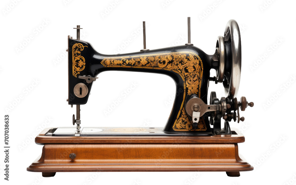 Sewing Machine Unveiled, A Masterpiece for Tailoring Textile Excellence on a White or Clear Surface PNG Transparent Background