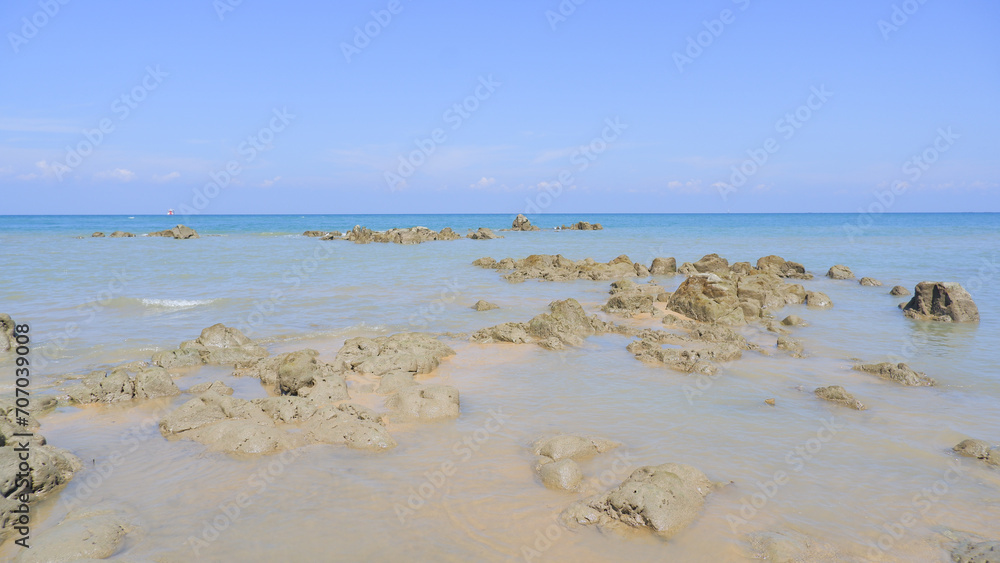 The Tropical Sea Of Tanjung Kalian With Views Of The Rocks Above The Sea Surface At Low Tide The Tropical Sea Of Tanjung Kalian With Views Of The Rocks Above The Sea Surface At Low Tide