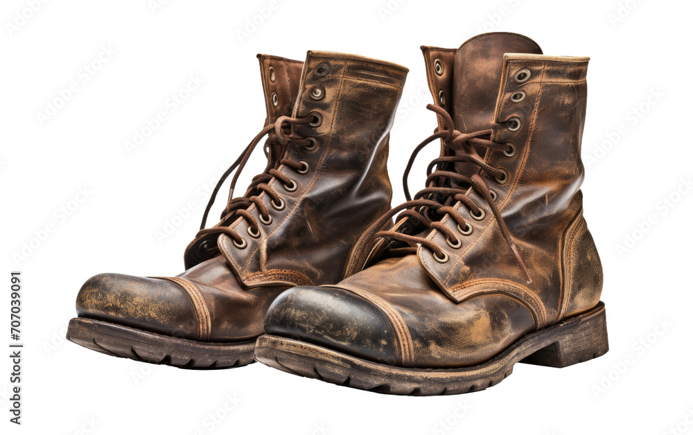 The Fashionable Impact of Leather Boots, a Signature of Trendsetting Elegance on a White or Clear Surface PNG Transparent Background