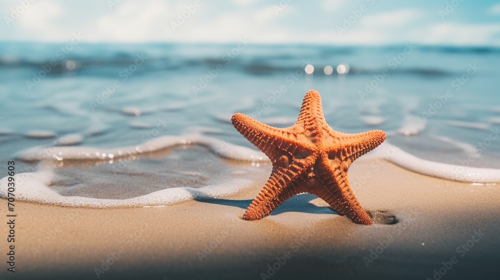 close-up view of starfish standing on beach sand close-up view of starfish standing on beach sand