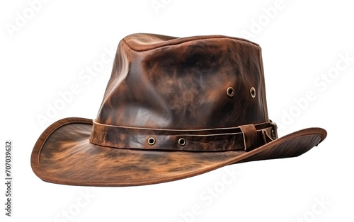 Frontiers with the Rugged Elegance of a Worn Leather Cowboy Hat on a White or Clear Surface PNG Transparent Background