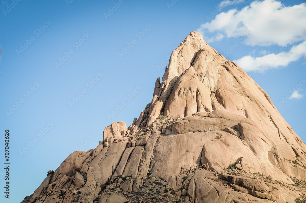beautiful view to a rocky mountain of spitzkoppe in namibia