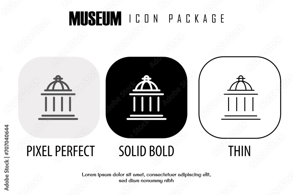 museum outline icon in different style vector design pixel perfect