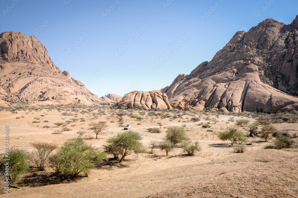 panoramic view to the mountains of spitzkoppe