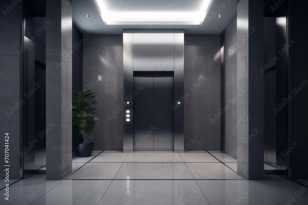 Obraz premium Elegant Elevator in Modern Interior Design Hall