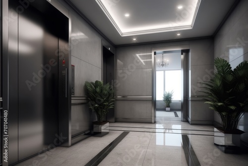 Elegant Elevator in Modern Interior Design Hall