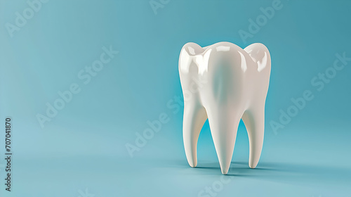 Human teeth on the blue background. Copy space.
