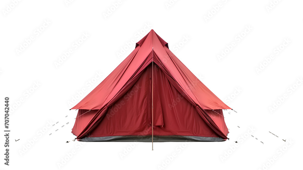Red camping tent on transparent background PNG