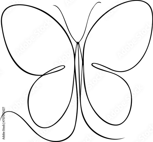 Butterfly logo outline vector illustration. Butterfly sketch hand drawing stylized decorative design elements