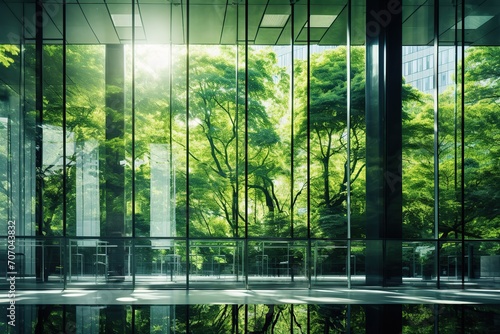 Green tree forest in building in the modern city