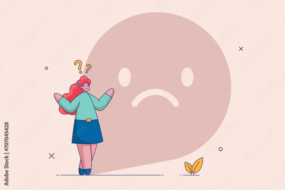 Stressed and anxiety on failure concept. Office worker with depressed sad shadow. Modern flat vector illustration. Stressed and anxiety on failure concept. Office worker with depressed sad shadow. Modern flat vector illustration.