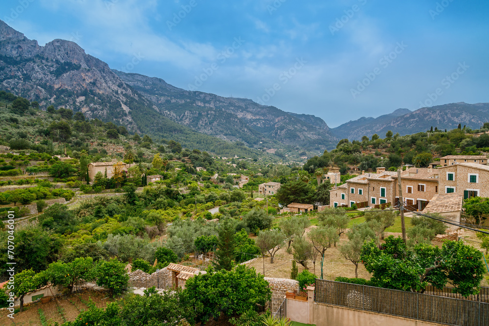 Fornalutx outskirts in the picturesque Tramuntana mountains valley in Mallorca