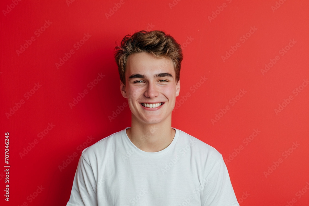Fashion young man in studio giving pose on isolated color background Fashion young man in studio giving pose on isolated color background