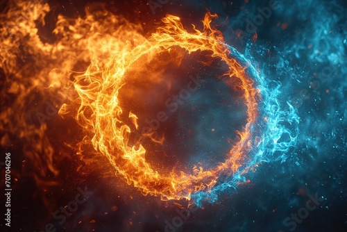 Abstract background circle fire frame. Generative AI