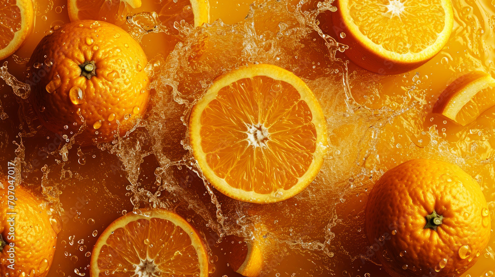 Orange Fruit Background with Water Splash. Orange Fruit Background with Water Splash.