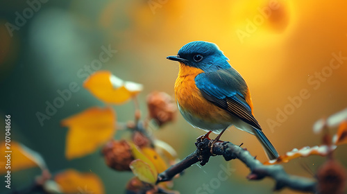 blue bird on a branch - Symphony of Nature: Harmony Collection with Breathtaking Scenes