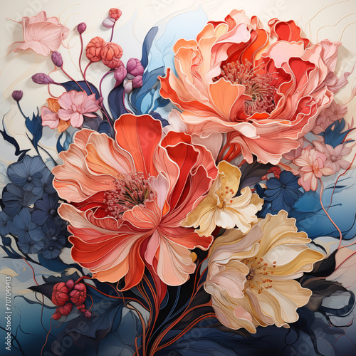 floral artwork, brighly coloured photo