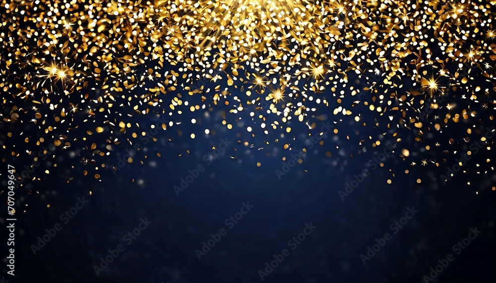 A glowing, dark blue, and gold particle abstract background with a navy blue shade. The foil texture glows with golden light. Deep Blue-Gold A creative idea for a festival. generated by AI A glowing, dark blue, and gold particle abstract background with a navy blue shade. The foil texture glows with golden light. Deep Blue-Gold A creative idea for a festival. generated by AI
