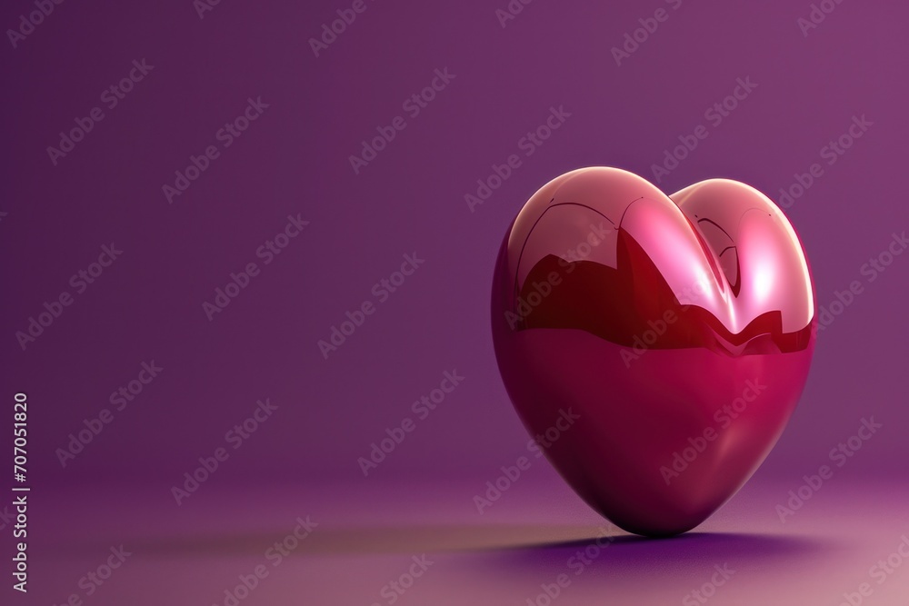 Image 3D d'un cœur sur fond violet, dans le style des sculptures postmodernes, charme romantique, Image 3D d'un cœur sur fond violet, dans le style des sculptures postmodernes, charme romantique,
