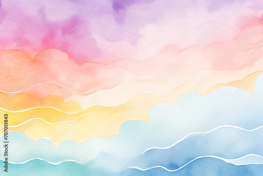 Fototapeta premium Rainbow watercolor banner background, where the fluidity, Generative AI