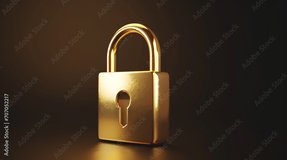 Golden lock, financial economic data money security concept illustration Golden lock, financial economic data money security concept illustration