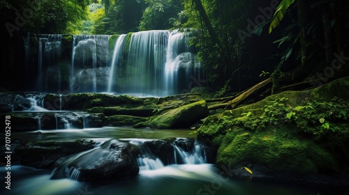 beautiful waterfall in the interior of the forest