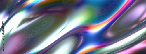 Chrome Rainbow Reflections Metal Ripple Creature Impressionist Surface Elegant Modern 3D Rendering Abstract Background