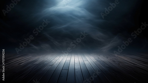 Abstract Dark Room Wood Floor Background for Product