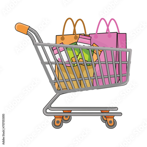 shopping bag in cart shopping illustration