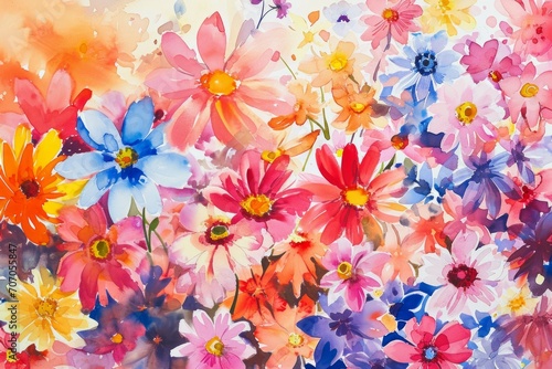 Garden Watercolor Floral Seamles Pattern, Hand painted Watercolor,  photo