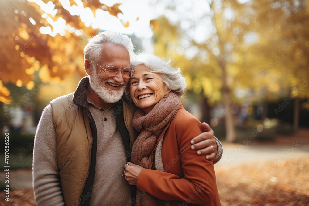 Happy senior couple in the park