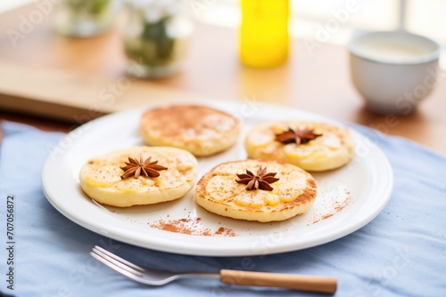english muffin halves toasted with cinnamon sugar