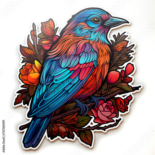 Contemporary Wildlife Beauty Delicate Birds in Minimalist Design with Vibrant Colors  Generative Ai