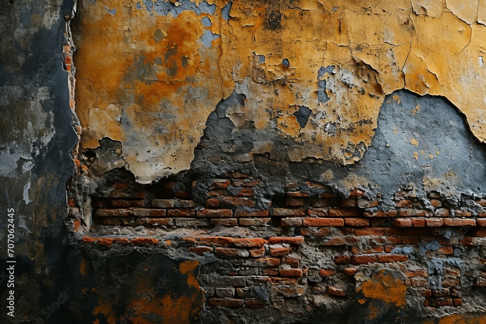 Old wall background, where the weathered surfaces and aged textures create, Generative AI